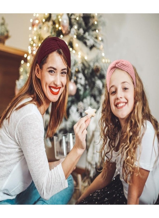 أوبري عصابات رأس شتوية من AOPRIE للنساء والفتيات، أغطية أذن دافئة للنساء، عصابات رأس محبوكة عريضة وسميكة للنساء والفتيات، متوفرة بألوان الرمادي والأسود والأحمر والوردي والأبيض، عبوة من 5 قطع - Image 5